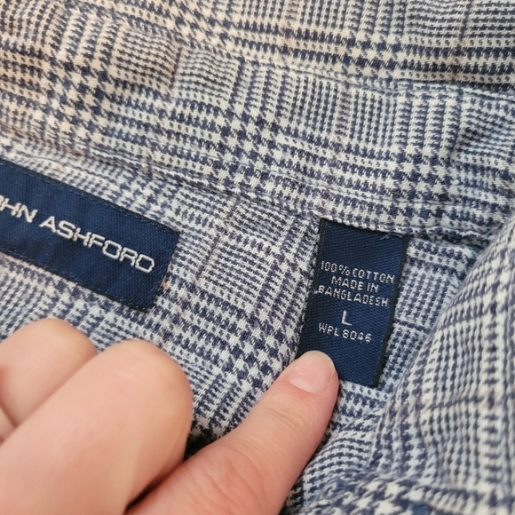 John Ashford Men's Blue Cotton Button Up Shirt Size Large - Picture 4 of 5